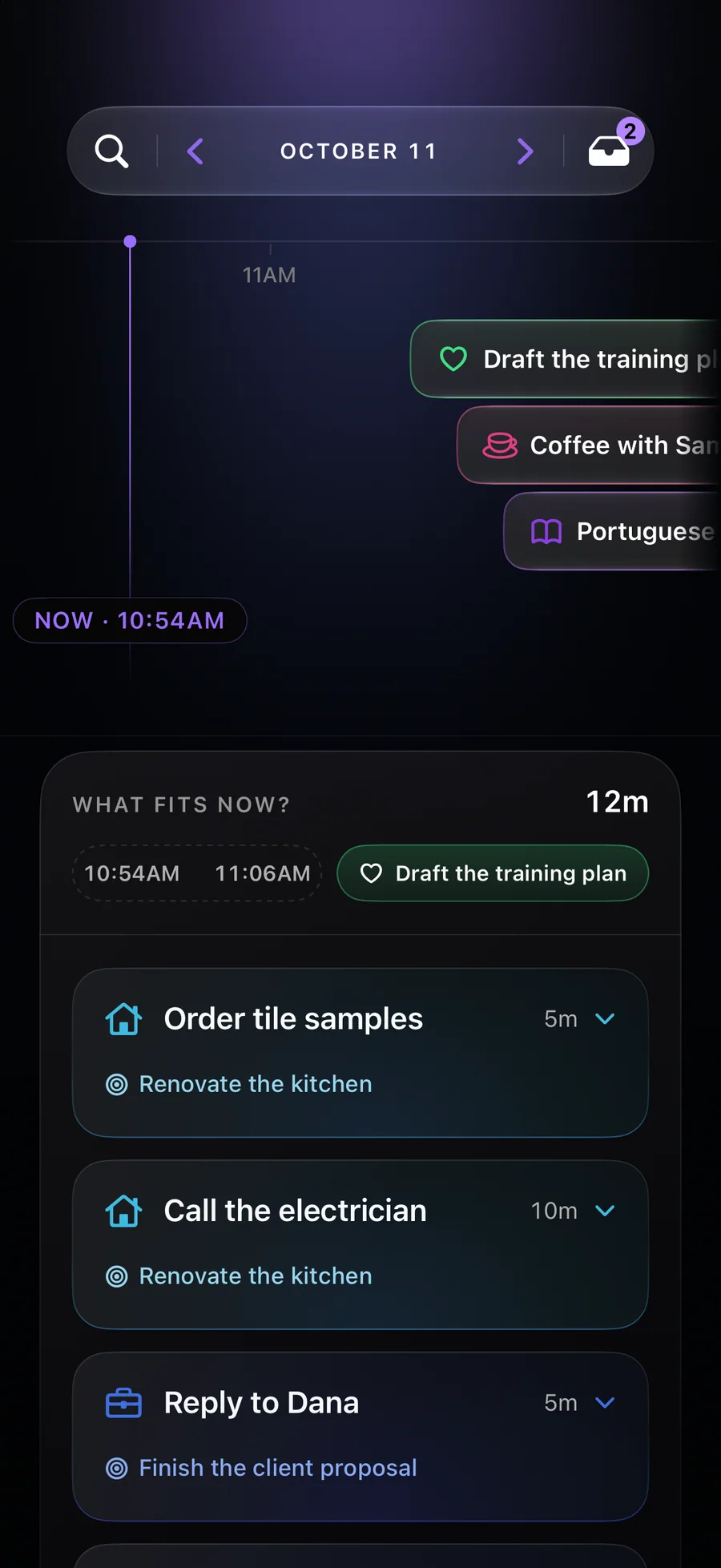 Reflect Planner planner screen